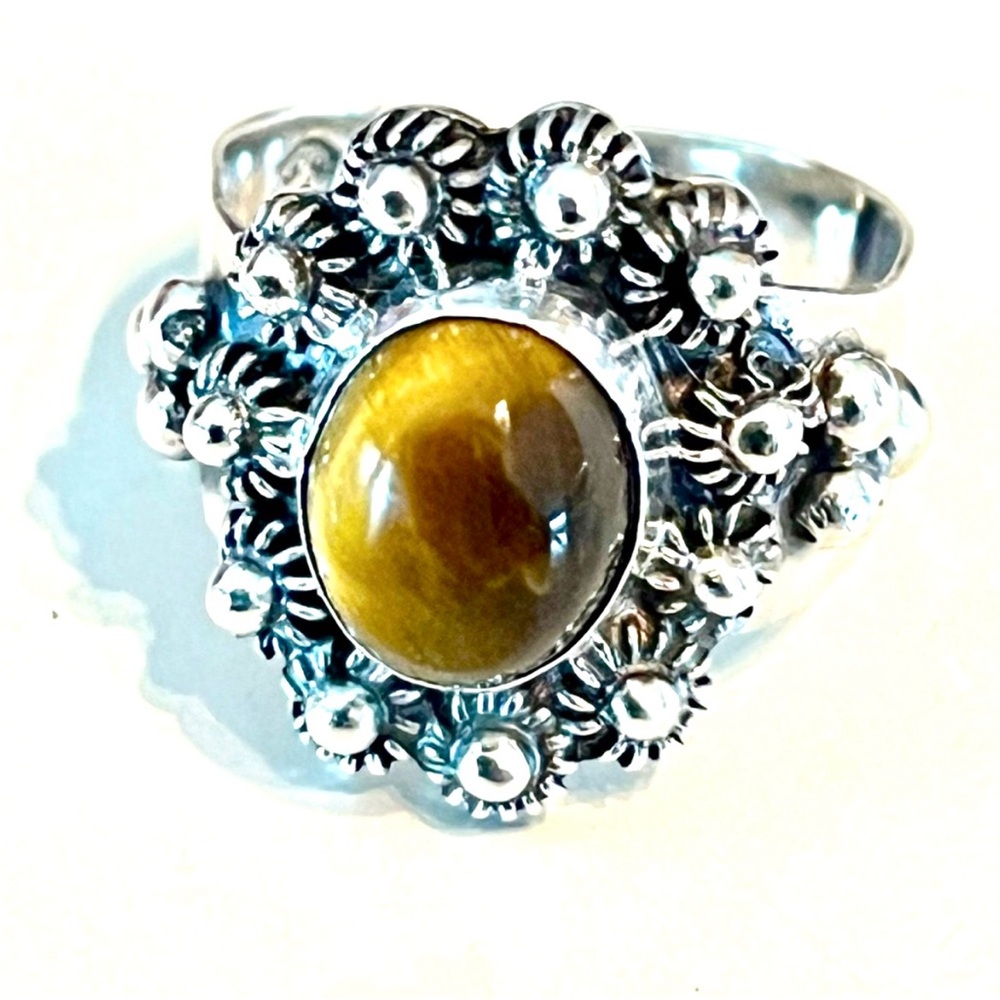 Vintage Taxco Mexico 925 Tiger-Eye Ring